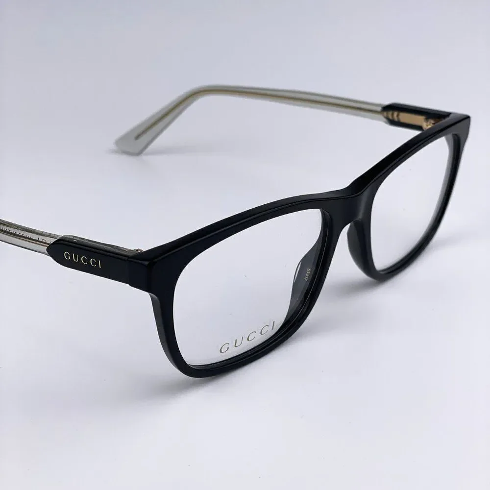 NEW GUCCI GG0490O 005 Black Transparent Square Men Eyeglasses